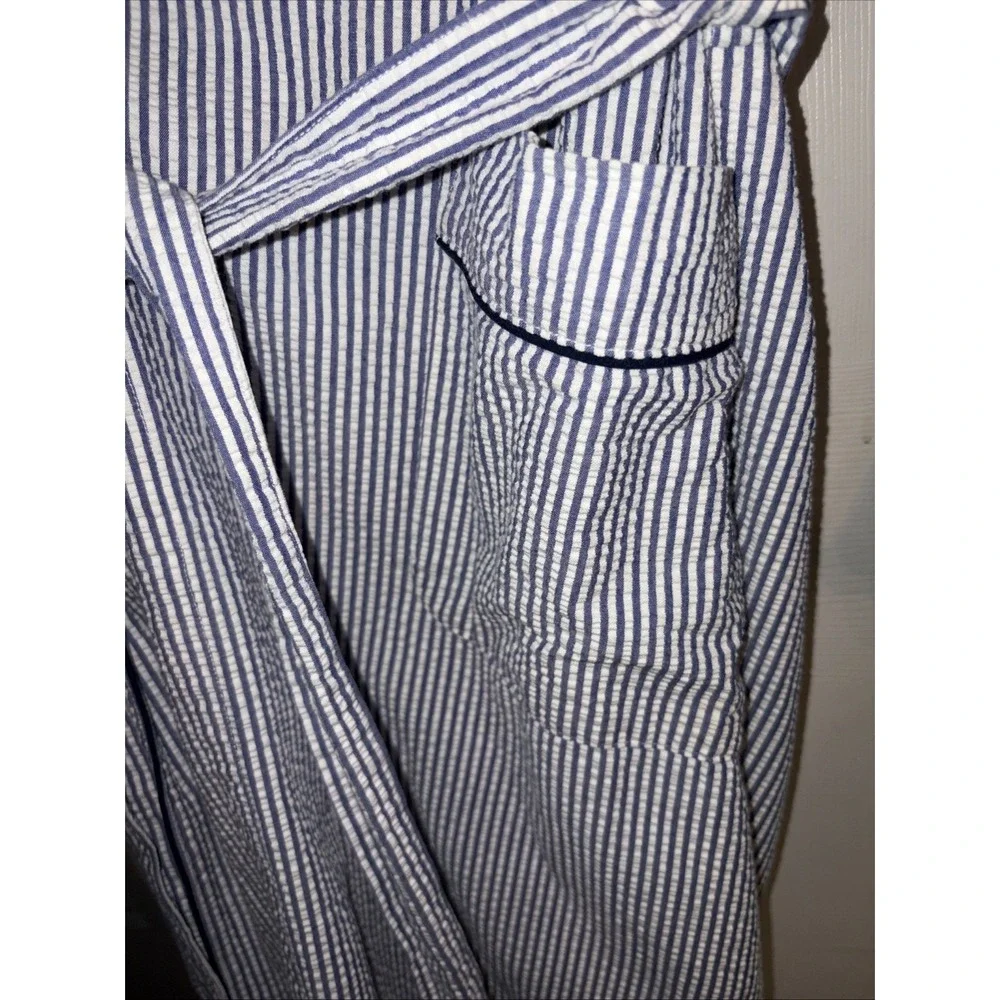 Brooks Brothers Robe Men's M Blue White Seersucker Striped Belted Preppy Classic